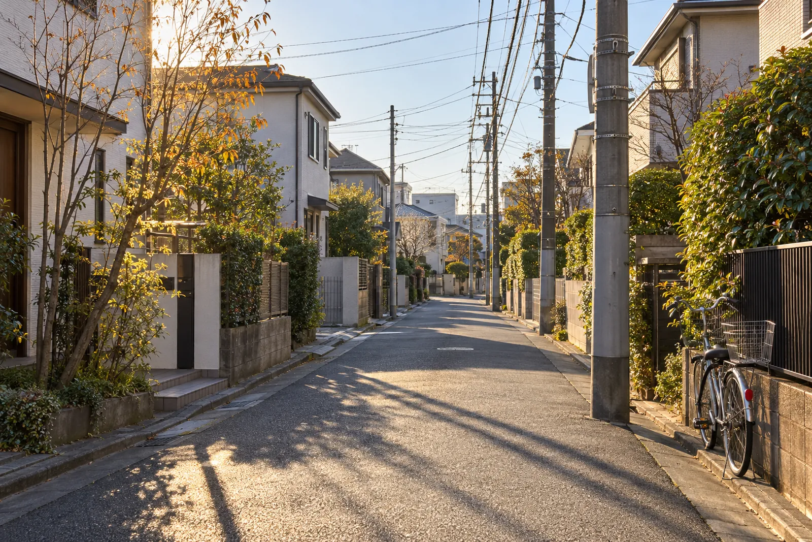 静かな住宅街の道